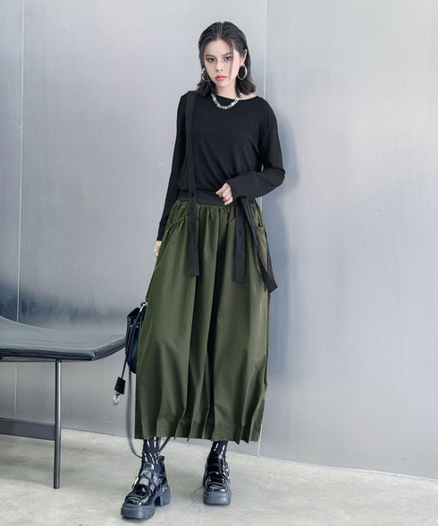 Cord Loose Suspender Skirt